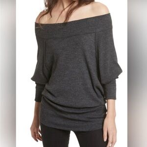 We The Free | Dark Gray Palisades Thermal Off-Shoulder Sweater | Sz XS